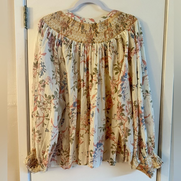 Anthropologie Long Sleeve Smocked Lurex Top - Picture 2 of 11